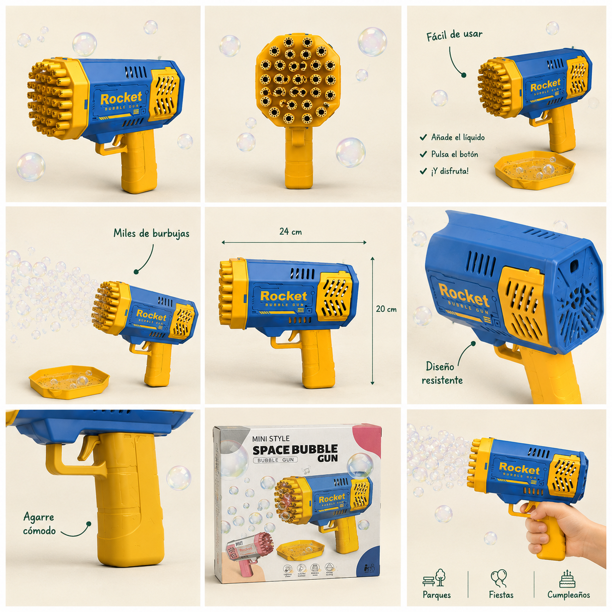 Pistola de Burbujas 32 Agujeros | Automática y Divertida
